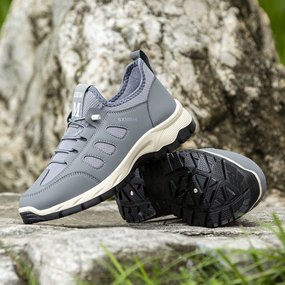 Men's Cushioned Mesh Hiking Shoes - Slip-On, Breathable, Slip-Resistant, Wide Toe Box with Arch Support