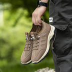 Men's Cushioned Mesh Hiking Shoes - Slip-On, Breathable, Slip-Resistant, Wide Toe Box with Arch Support