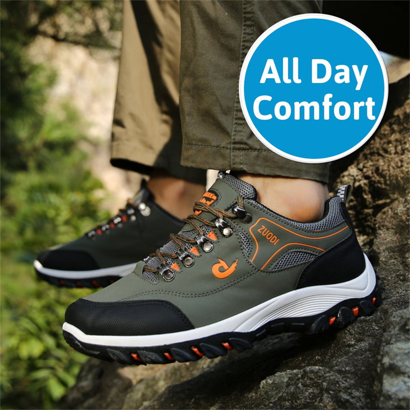 Men's Waterproof Puncture-Resistant Round-Toe Orthopedic Walking Hiking Shoes