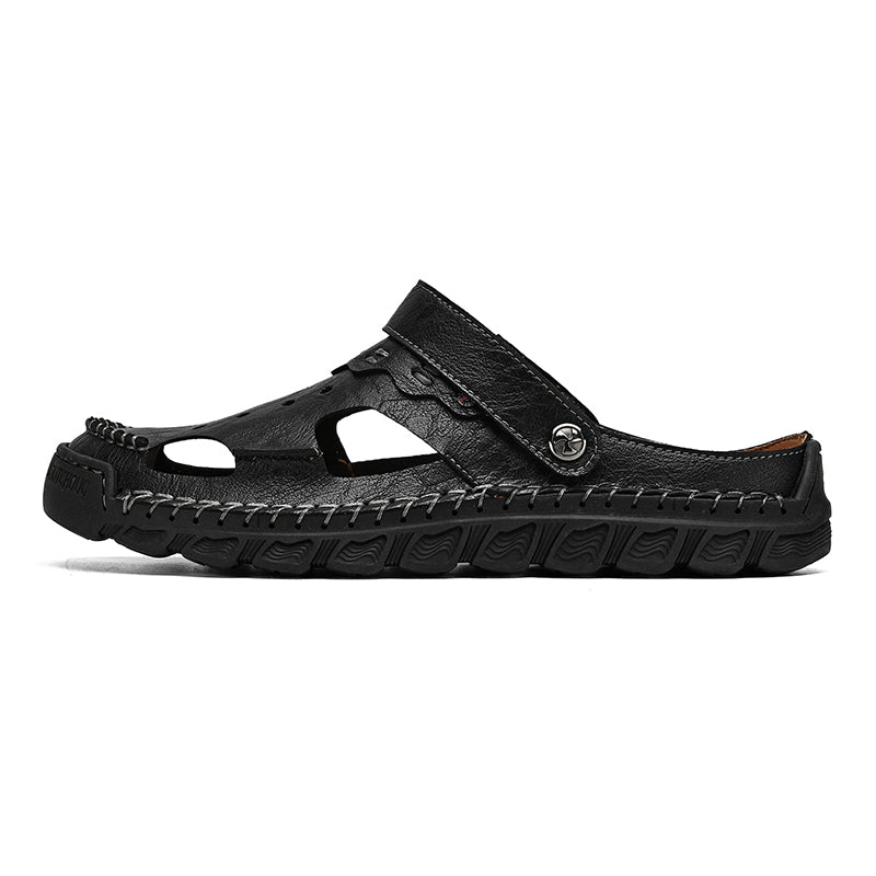 (⏰Last Day 70% OFF🔥)Men's 40+ Orthopedic Closed-Toe Sandals – Full-Grain Leather, Adjustable, Handmade for Fishing, Gardening & Daily Wear
