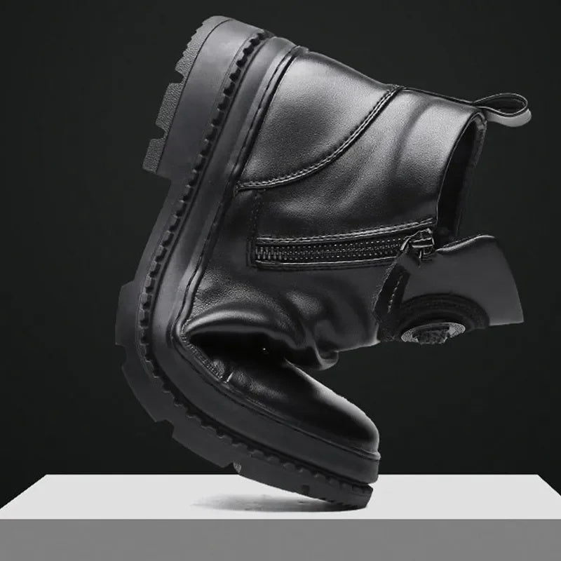 Men's Comfortable Leather Motorcycle Boots Work Boots Waterproof Anti-Slip Anti-Sprain