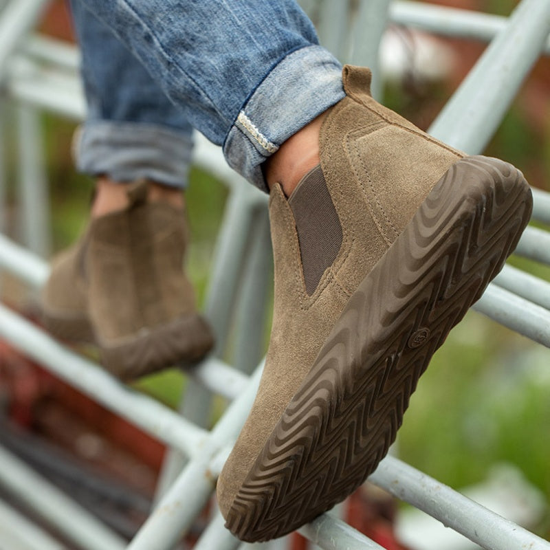 (Multiple Protection👍)High Quality Work Boots - Super Wear-Resistant Leather Material Kevlar Sole Anti-Impact Steel Toe Orthotic Insole
