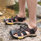 Men's Lightweight Leather Hiking Sandal Lightweight Non-Slip Orthopedic Support Sandal