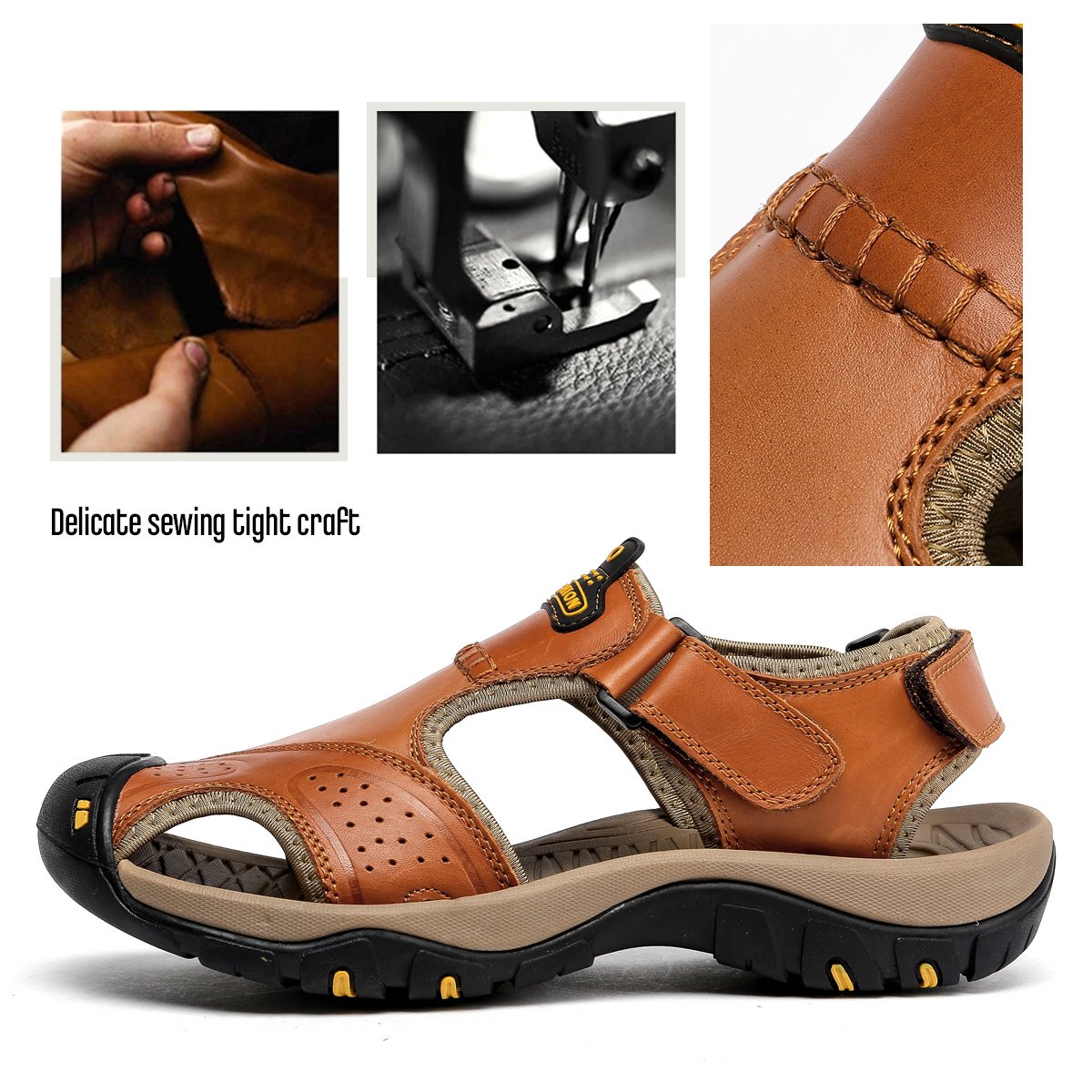 (👨‍⚕️Effect: Relieves Foot Pain) Men's Orthopedic Support Non-slip Sport Sandals Lightweight Trail Hiking Leather Sandals