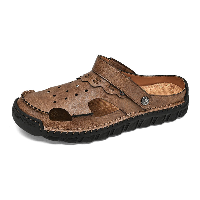 (⏰Last Day 70% OFF🔥)Men's 40+ Orthopedic Closed-Toe Sandals – Full-Grain Leather, Adjustable, Handmade for Fishing, Gardening & Daily Wear