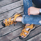 Men's Genuine Leather Sandals Lightweight Non-slip Hiking Sandals - Ergonomically Designed