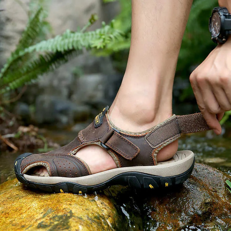 (👨‍⚕️Effect: Relieves Foot Pain) Men's Orthopedic Support Non-slip Sport Sandals Lightweight Trail Hiking Leather Sandals