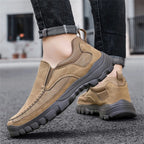 (Medical Certification) Men's Orthopedic Genuine Leather Shoes for Diabetics, Arch Support Hiking Shoes for Plantar Fasciitis