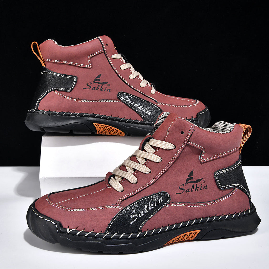 Men's Orthopedic Leather Shoes - Built-in Arch Support, Ankle Support, Waterproof, Non-Slip, Comfortable Work Shoes, Ideal For All-Day Wear and Durable For 5 Years