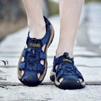 Men's Genuine Leather Sandals Lightweight Non-slip Hiking Sandals - Ergonomically Designed