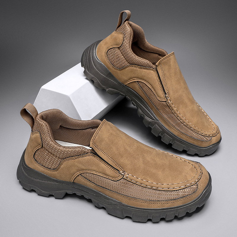(Medical Certification) Men's Orthopedic Genuine Leather Shoes for Diabetics, Arch Support Hiking Shoes for Plantar Fasciitis