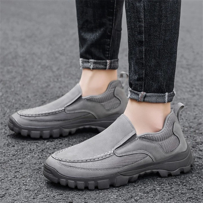 (Medical Certification) Men's Orthopedic Genuine Leather Shoes for Diabetics, Arch Support Hiking Shoes for Plantar Fasciitis