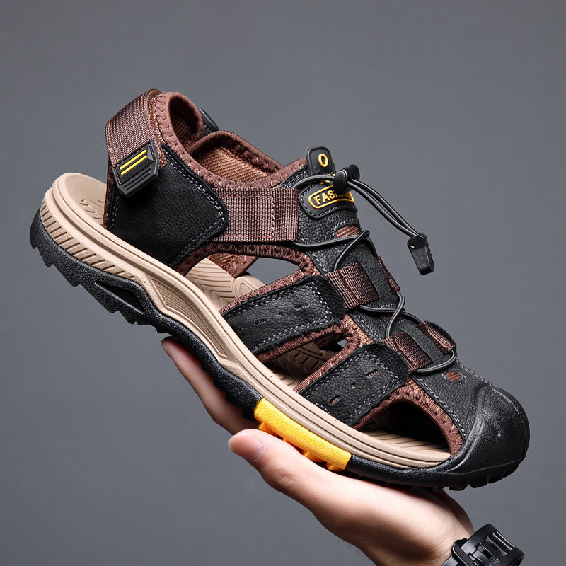 Men's Lightweight Leather Hiking Sandal Lightweight Non-Slip Orthopedic Support Sandal