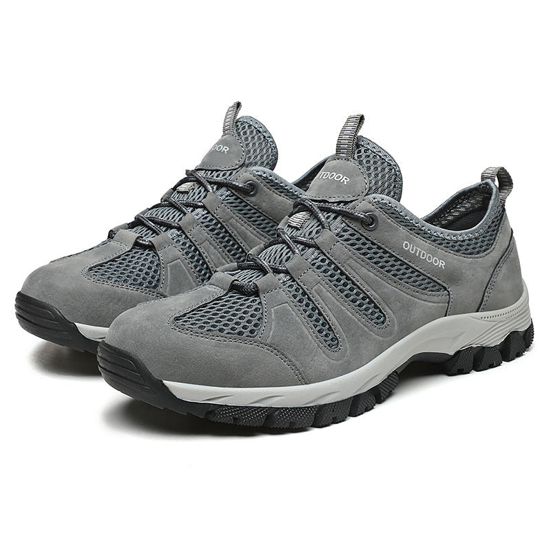 Men's Genuine Leather Breathable Lightweight Arch Support Hiking Orthopedic Shoes