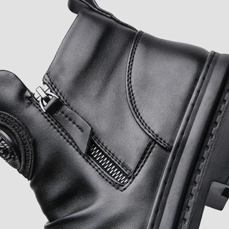 Men's Comfortable Leather Motorcycle Boots Work Boots Waterproof Anti-Slip Anti-Sprain