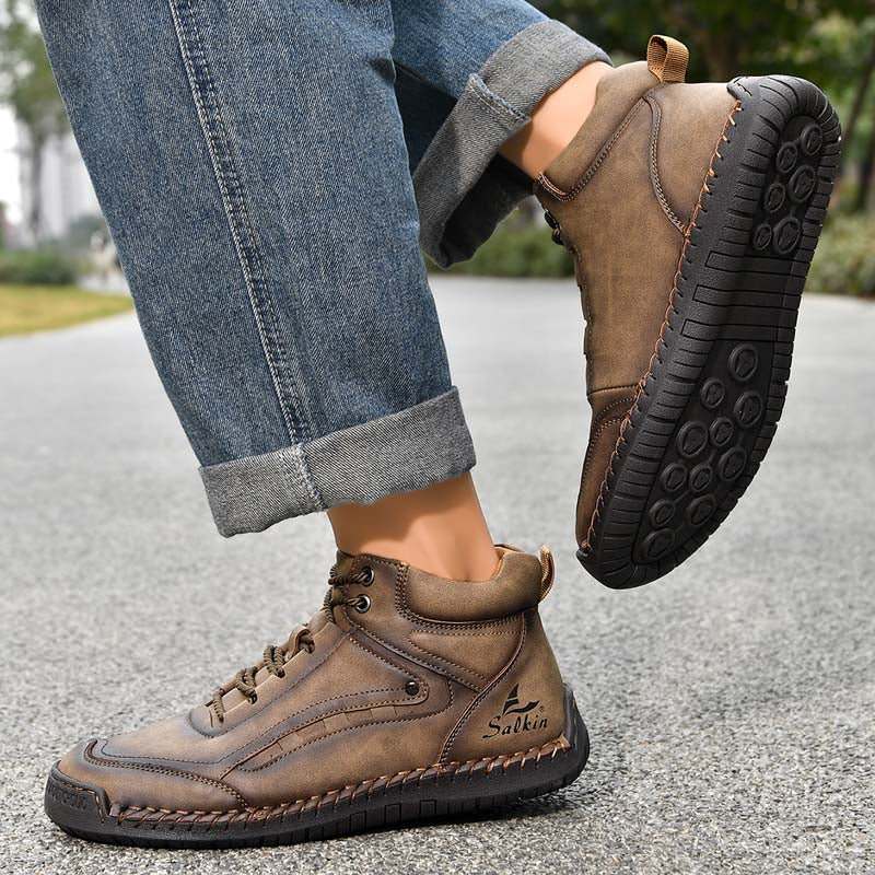 Men‘s Orthopedic Walking Boots-Slip On in Seconds; Built-in Arch Support; Wide Toe; Stable Every Step