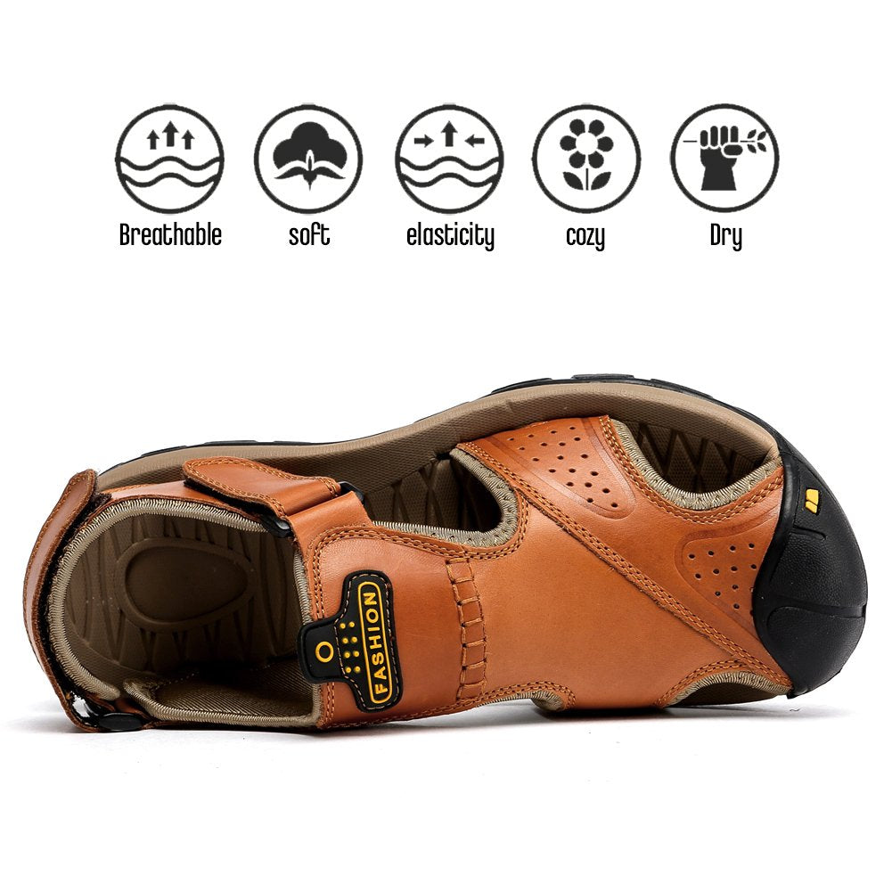 (👨‍⚕️Effect: Relieves Foot Pain) Men's Orthopedic Support Non-slip Sport Sandals Lightweight Trail Hiking Leather Sandals