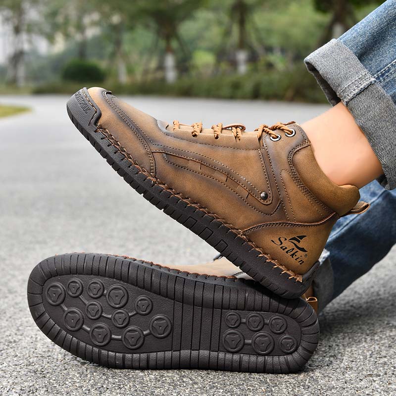 Men‘s Orthopedic Walking Boots-Slip On in Seconds; Built-in Arch Support; Wide Toe; Stable Every Step