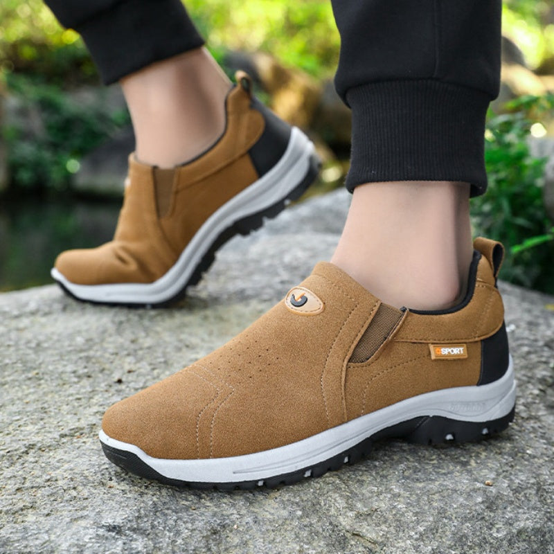 Men's Comfortable Breathable Lightweight Double Layer Waterproof Wide Toe Walking Shoes Orthopedic Shoes